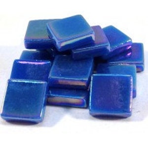 12mm Square Mosaic Tiles - Kingfisher Blue Pearlised - 50g / 1.75 oz (approx 45 tiles)