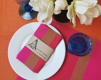 Set of 16 Meri Meri Metallic Pink Stripe Cocktail Napkins 5 x 5 Shiny Pink Stripe Small Napkins