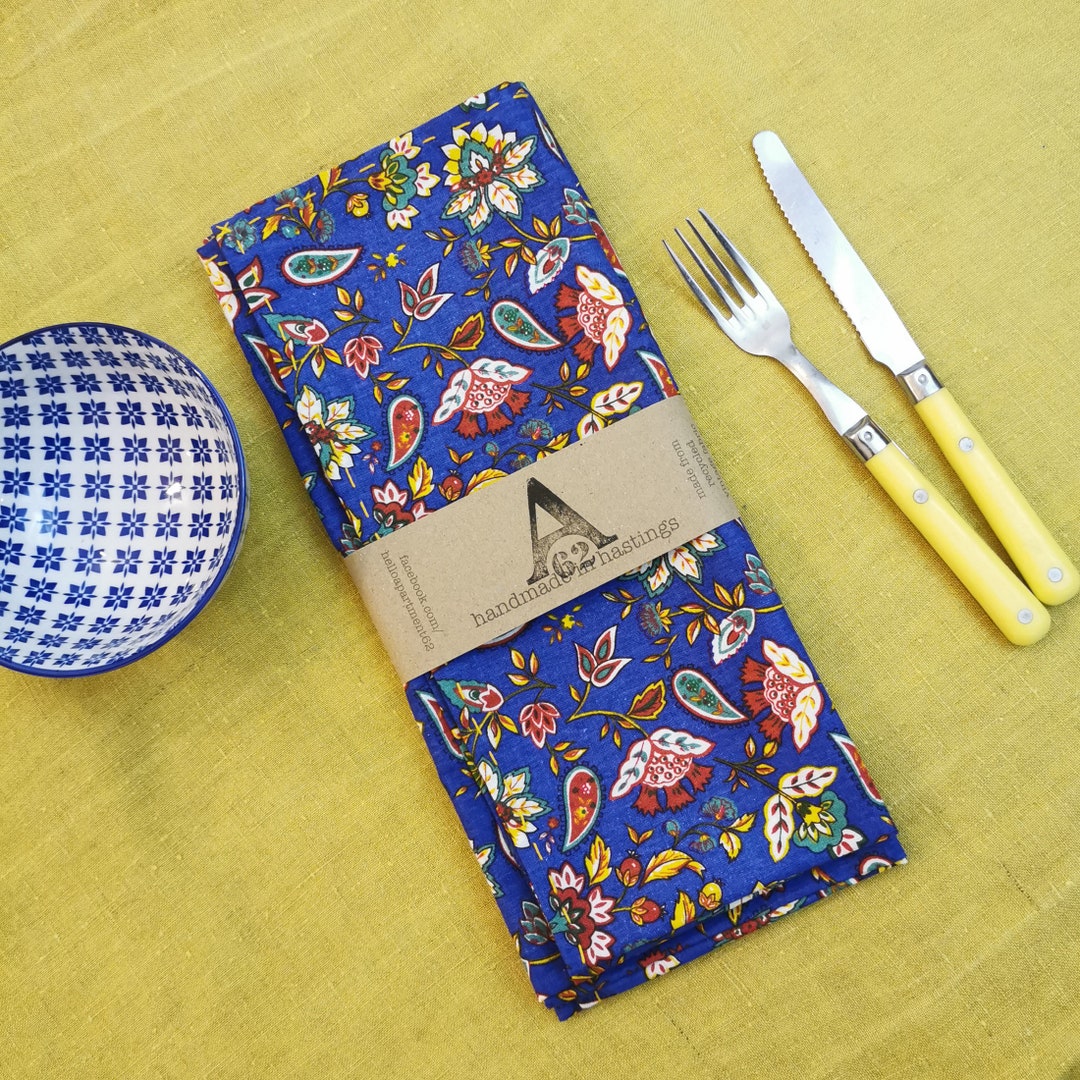 Vintage Provencal Floral Cotton Table Napkins Set of Two Etsy UK