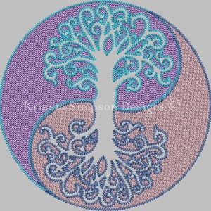Yin and Yang mandala style circle 06 machine embroidery design in 5 sizes/quilting block/red work/one-line art/mandala pattern