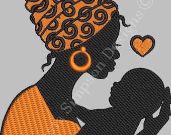 Motherlove collection 01 machine embroidery design in 3 sizes/ African Mother with baby/ African art/love/motherhood/quilting block