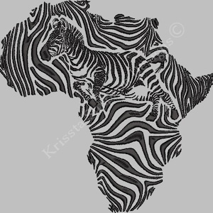 May include: A black and white zebra pattern in the shape of the continent of Africa. The zebra pattern is made up of stripes that are arranged in a way that resembles the outline of the continent.