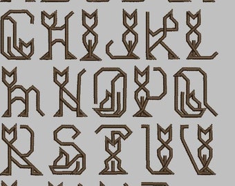 Niedliche Katze förmige Schriften/ABC Maschinenstickerei/ komplettes ABC/Stickschriftsatz/ Set mit Schriften und einzelnen Buchstaben/ Katze Stickerei