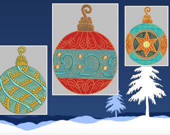 Vintage Christmas ornaments set 01 machine embroidery design /Christmas decoration / Xmas design / Ornaments/ Quilting block