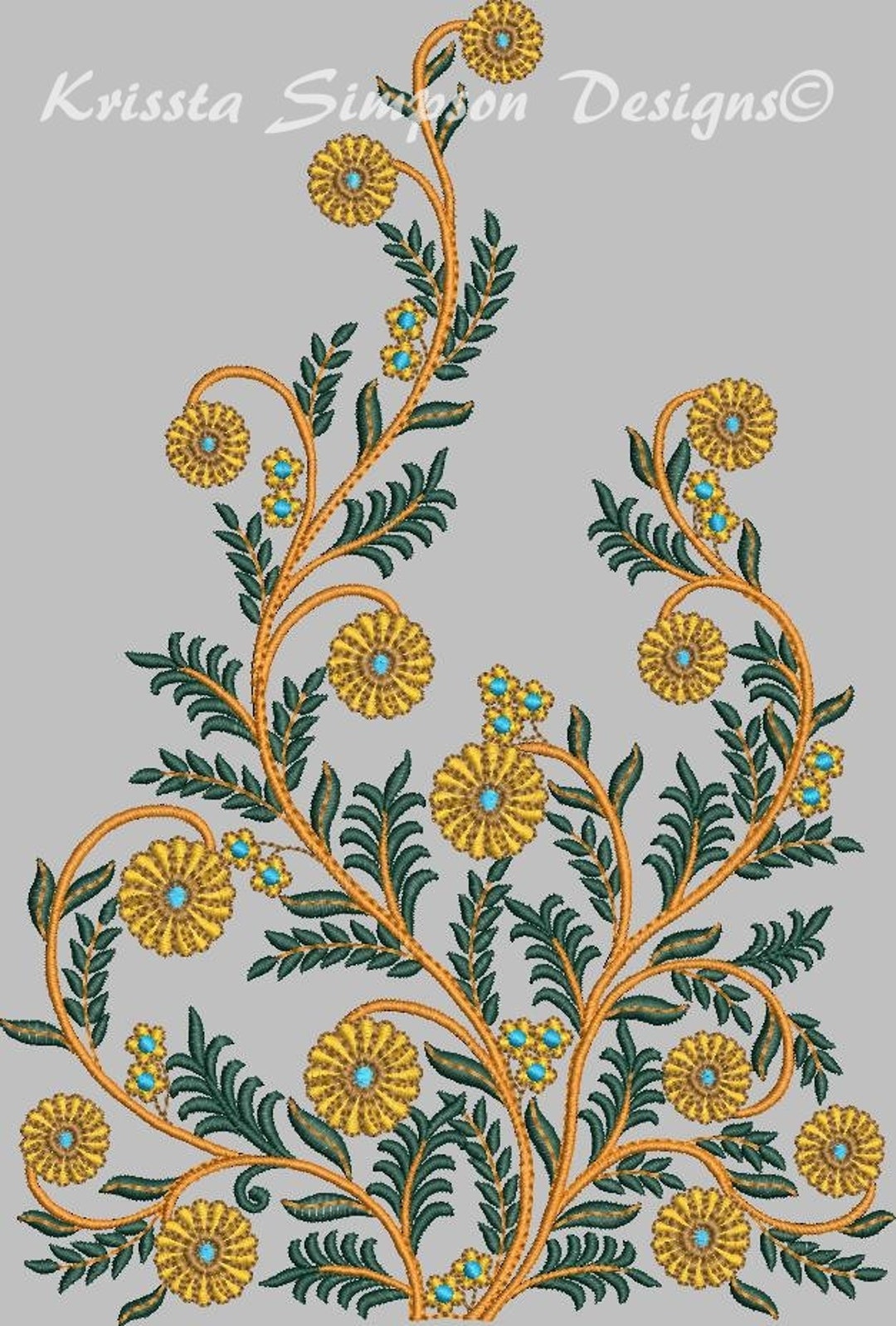 Vintage Victorian Wheat Flowers 01 Machine Embroidery Design in 7