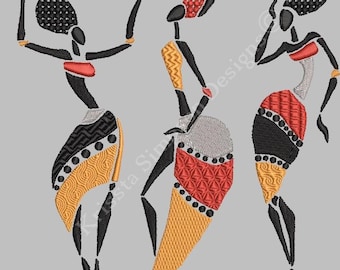 Native African dancers 02 machine embroidery design