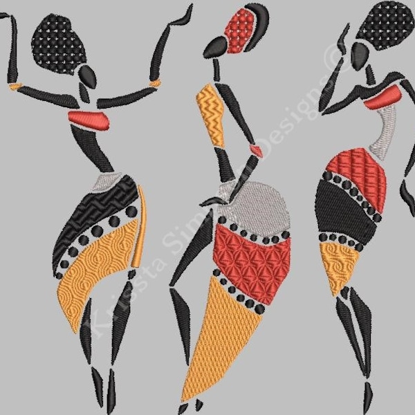 Native African Dancers 02 machine embroidery design /UPDATED! / 5 sizes 4x4/5x7/8x8/6x10/7x11 African fashion / Folk embroidery