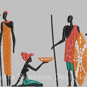 Native African tribe people 01 machine embroidery design in 6 sizes/Folk embroidery/African art/Tribal design/quilting block