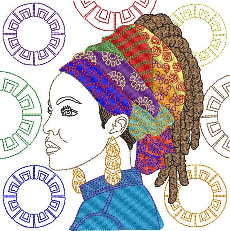 Native african woman redwork machine embroidery design  etsy
