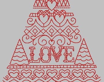 Vintage Christmas tree 01 machine embroidery design /Christmas design / Xmas tree /Christmas art/red work/quilting block/one-line design