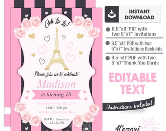 Paris Invitation Etsy