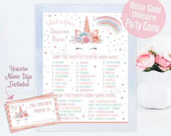Rose Gold Unicorn Name Game, Unicorn Party Sign, Unicorn Birthday, Unicorn Printable, Unicorn