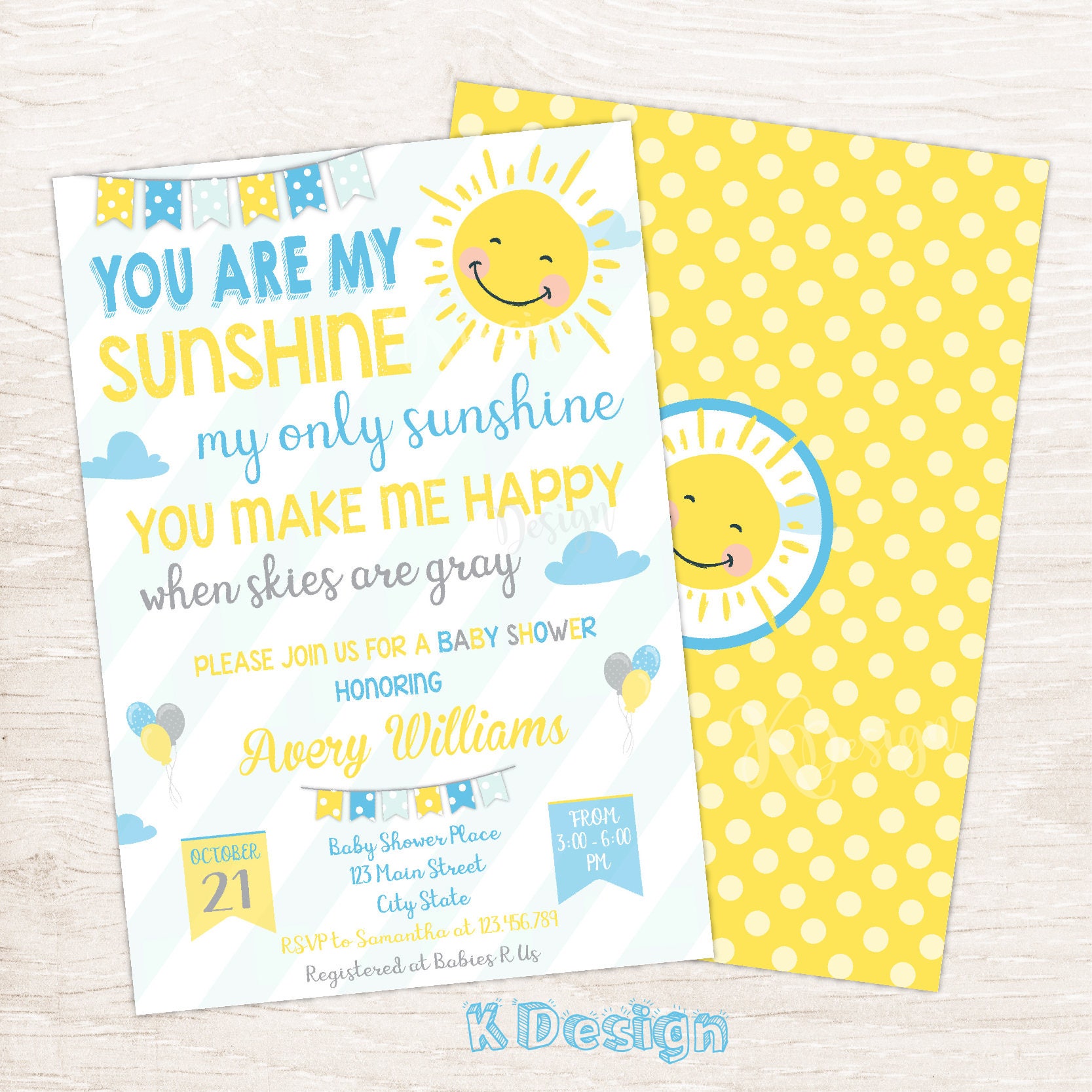 You Are My Sunshine Baby Shower Invitation A Little Sunshine Etsy