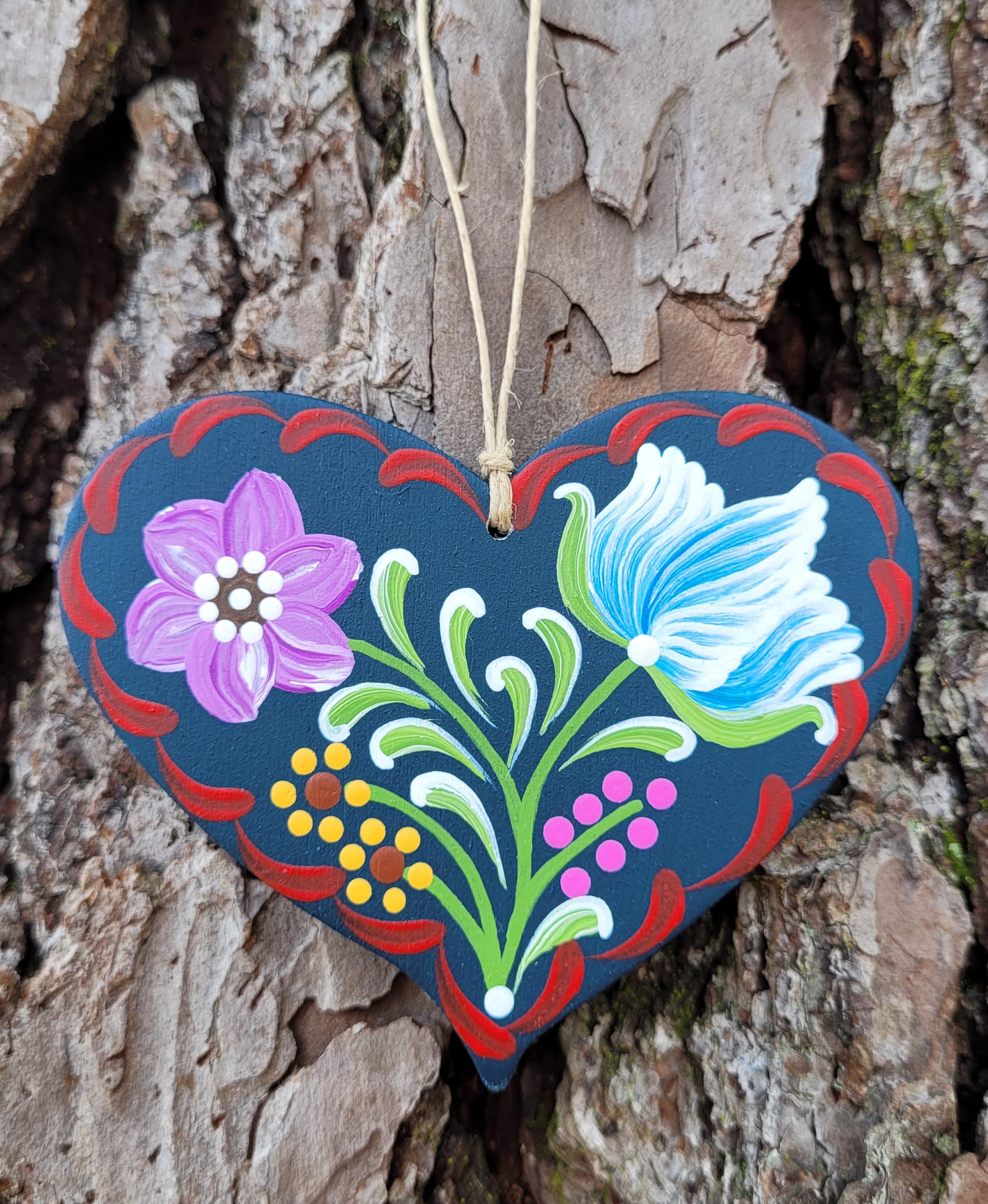Bavarian Folk Art, German Folk Art, Heart Shaped Ornament
