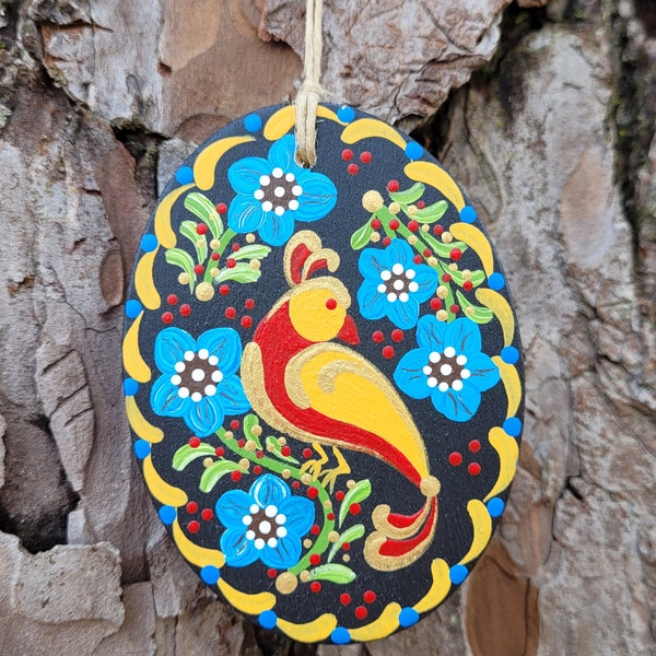 Bavarian Folk Art Ornament, German Folk Art, Distelfink Ornament, Bauernmalerei, Hand Painted Ornament