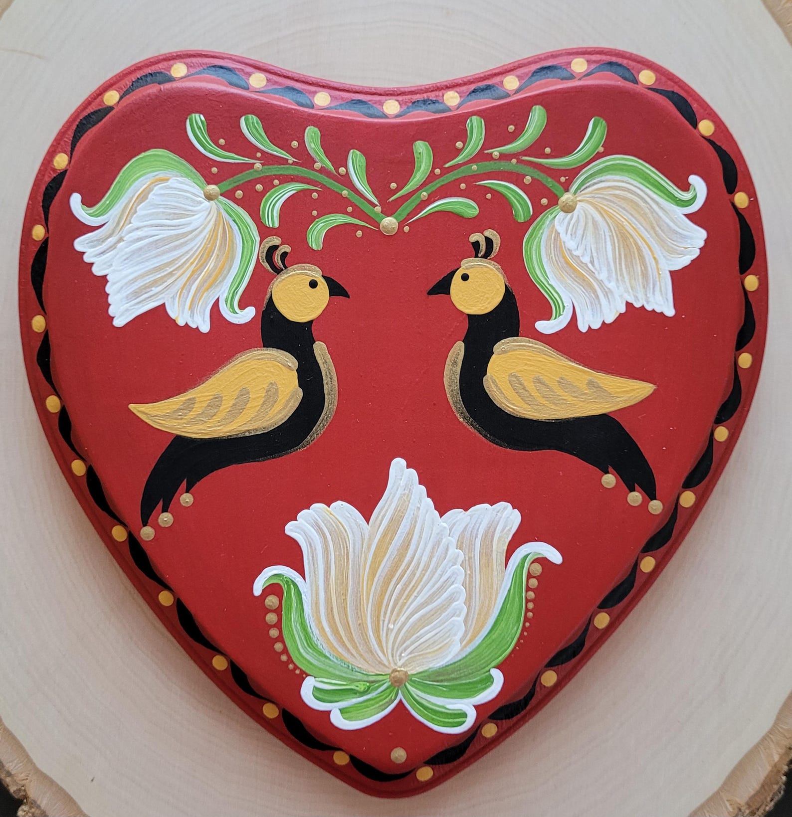 Wooden Heart Plaque Bavarian Folk Art German Folk Art Bauernmalerei wooden-heart-plaque-bavarian-folk-art-german-folk-art-bauernmalerei