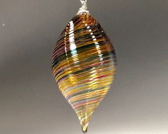 Hand Blown Glass Ornament:  Citrus Blend Teardrop