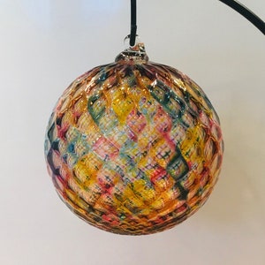 Hand Blown Glass Ornament:  Citrus Blend Faceted Sphere