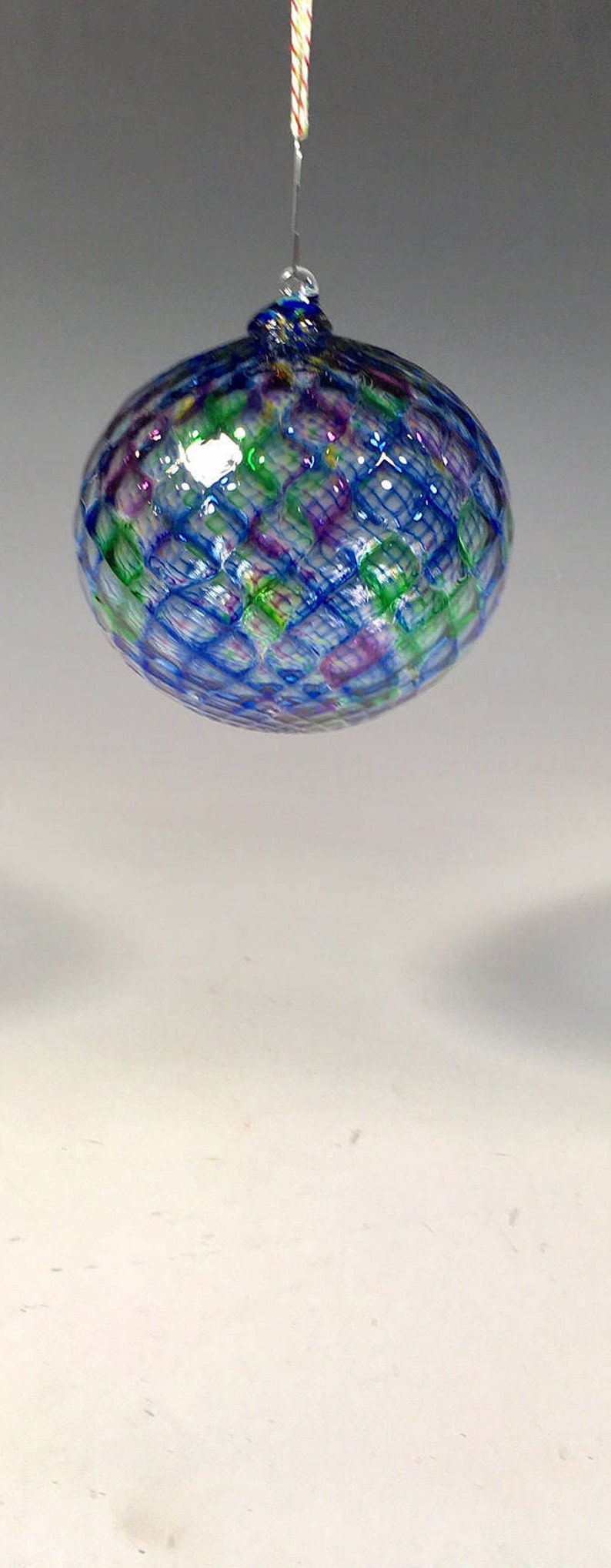 Hand Blown Glass Ornament: Blue and Green Mix Faceted Sphere - Etsy