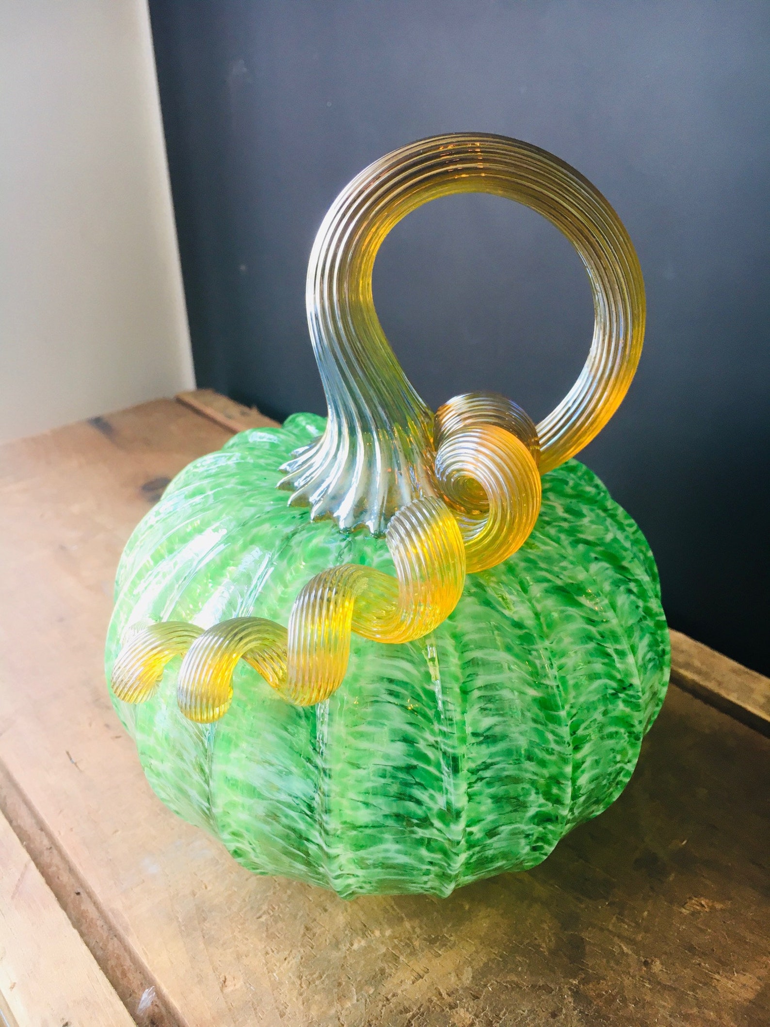 Assorted Hand Blown Glass Pumpkins in Blues Greens and Etsy