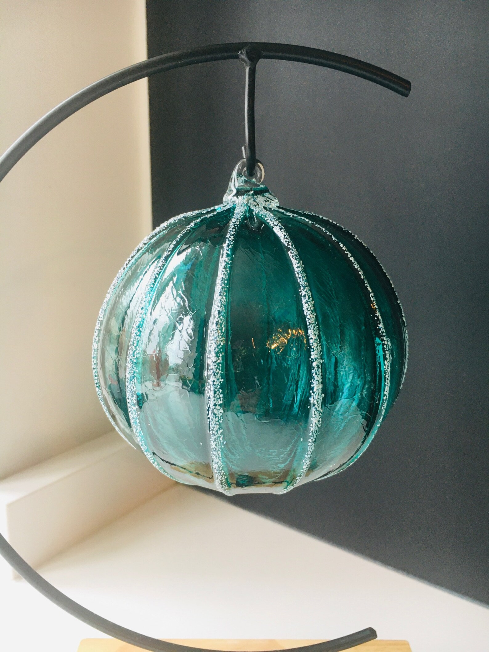 Hand Blown Glass Ornament Rainbow Jewel Tone Snowball Etsy