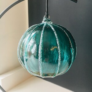 Hand Blown Glass Ornament: Rainbow jewel tone snowball ornaments Emerald