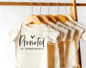 Promoted to Grandparents Pregnancy Announcement Onesie/Long or Short Sleeved/Newborn/Infant/Pregnancy/IVF/We're Pregnant/Parents/SVG