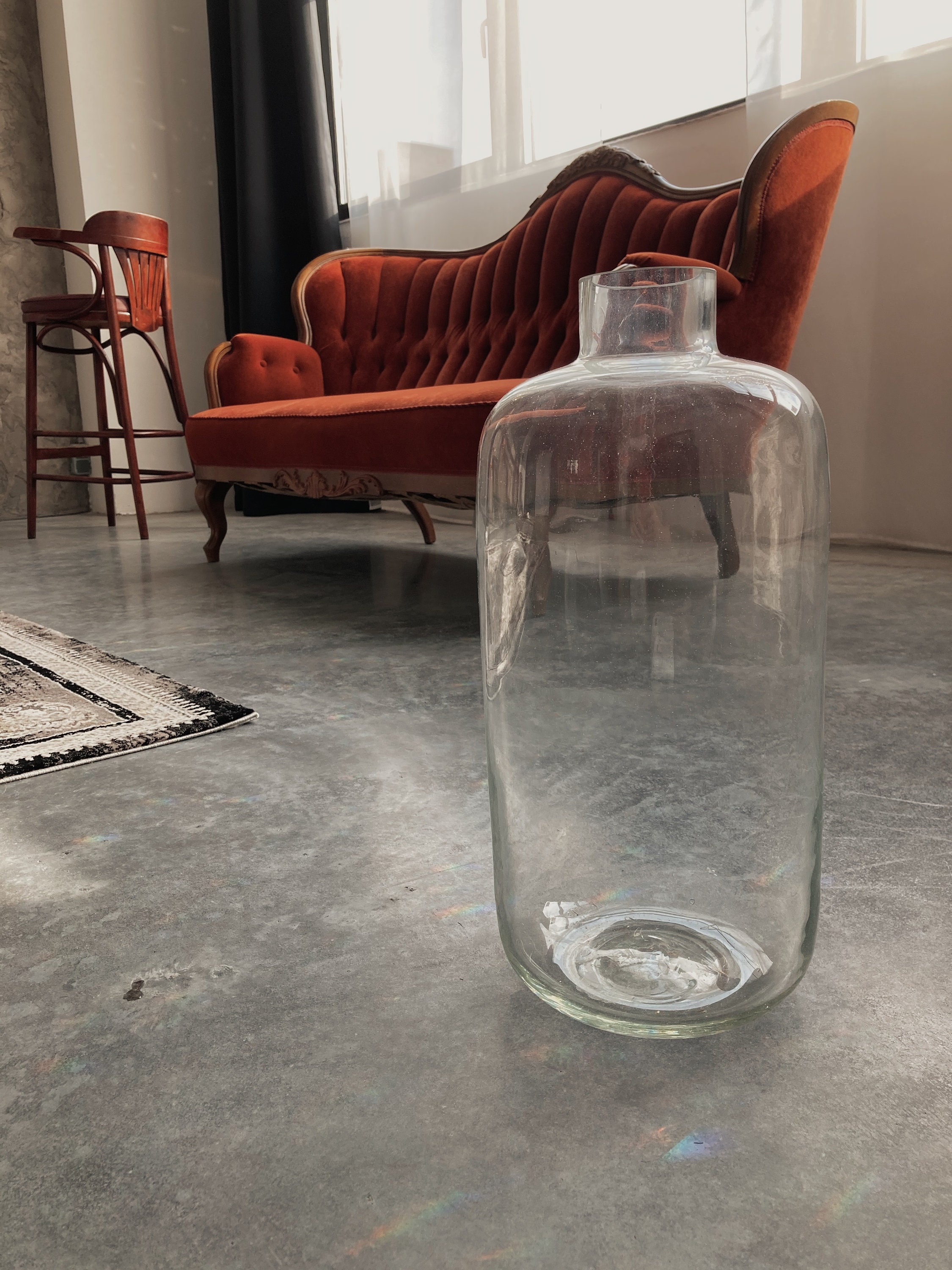 Large 17 Glass Cellar Bottleshaped Tall Vase For Pampas Etsy