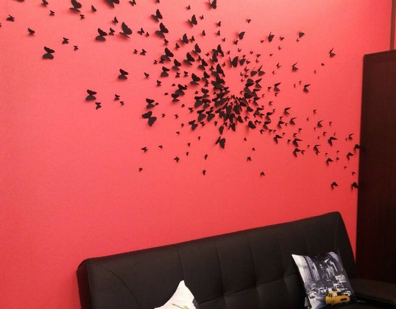 3d Butterfly Wall Art 128PCS Shaded Effect Ombré Effect DIY Etsy
