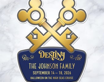 Disney Cruise Concierge Door Magnet – Personalized Gold Key Magnet for Concierge Guests – Custom Name & Dates – Matte Finish – All Ships