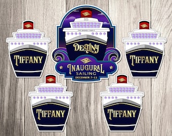 Disney Cruise Ship Destiny Inaugural Family Bundle Set -  Personalized Family Cruise Ship Family Magnet Set - Disney Destiny Inaugural