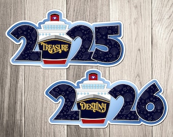 Disney Cruise Line Ship Year Magnet for 2025 - 2026 - 2027 - Disney Cruise Door Magnet - Inspired by Disney Cruise Ship