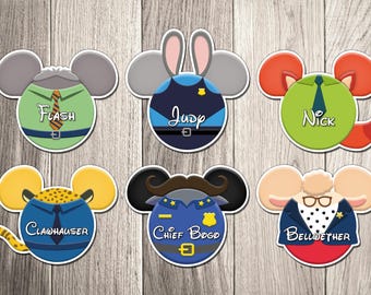 Disney Cruise Character Magnets - Zootopia Character Collection - Judy Hopps, Nick Wilde, Clawhauser, Flash