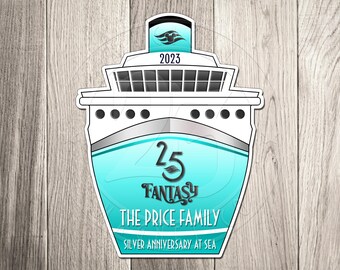Disney Cruise Ship 25 Silver Anniversary at Sea Family Magnet -  Personalized Family Cruise Ship Family Magnet - Silver 25th at Sea Magnet