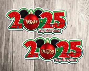 Disney Cruise Line Ship Year Christmas Magnet for 2025  - Disney Cruise Door Magnet - Very Merrytime Cruise