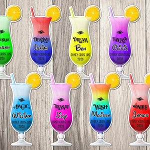 Disney Cruise Door Magnet - Personalized Tropical Drink Decoration - Fun Vacation Keepsake