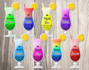 Disney Cruise Door Magnet - Personalized Tropical Drink Decoration - Fun Vacation Keepsake