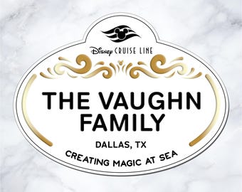 Personalized Disney Cruise Family Name Tag Magnet for Cabin Door