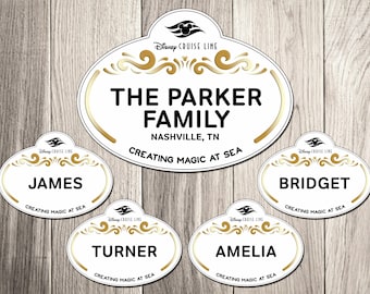 Disney Cruise Ship Name Tag Family Magnet Bundle Set -  Personalized Family Cruise Ship Name Tag Family Magnet Set