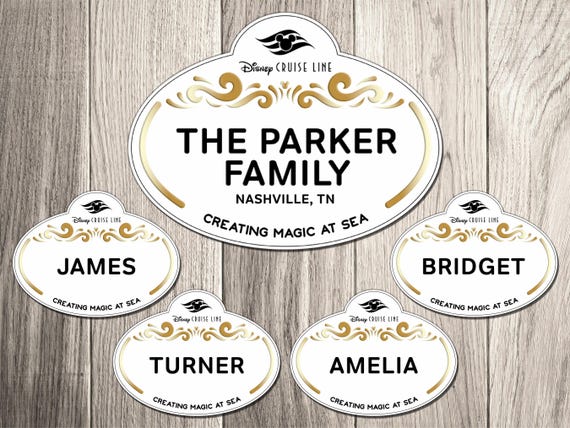 Disney Cruise Ship Name Tag Family Magnet Bundle Set -  Personalized Family Cruise Ship Name Tag Family Magnet Set