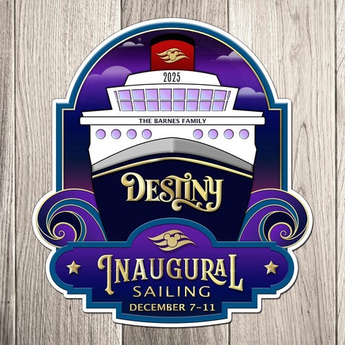 Disney Destiny Inaugural Cruise Family Magnet -  Personalized Family Cruise Ship Family Magnet - Disney Destiny