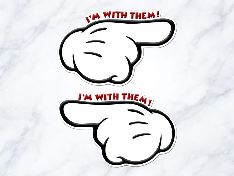 two cartoon-style hand stickers with the text "I'm with them!" written above them.