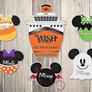 Halloween Disney Cruise Magnet Set - Ghost/Halloween/Frankenstein/Candy Corn/Vampire - Halloween Cruise Family Magnet Set
