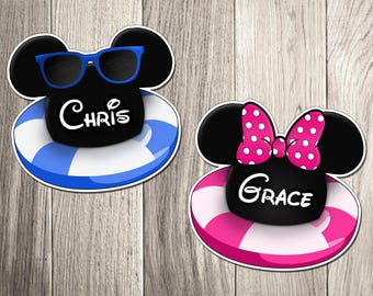Mickey and Minnie Cruise Door Magnets: Personalized Inner Tube Design