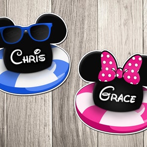 Mickey and Minnie Inner Tube Flat Disney Cruise Ship Door Magnets  - Cruise Inspired Character Magnets - Cruise Door Decorations Magnets