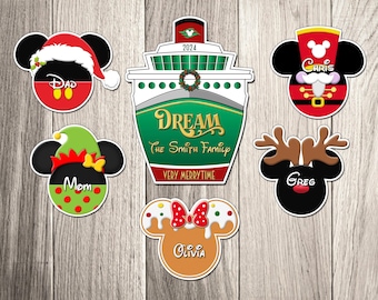 Very Merrytime Christmas Disney Cruise Magnet Set - Santa/Reindeer/Elves/Gingerbread Men/Nutcracker - Christmas Cruise Family Magnet Set