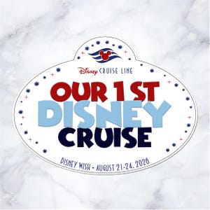 The image is a promotional sticker for Disney Cruise, featuring the text "Disney Cruise" in large letters, surrounded by stars and a Disney logo.