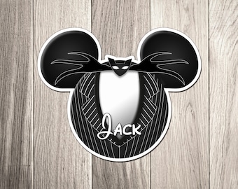Personalized Jack Skellington Cruise Door Magnet, Custom Name Mouse Ear Stateroom Decor