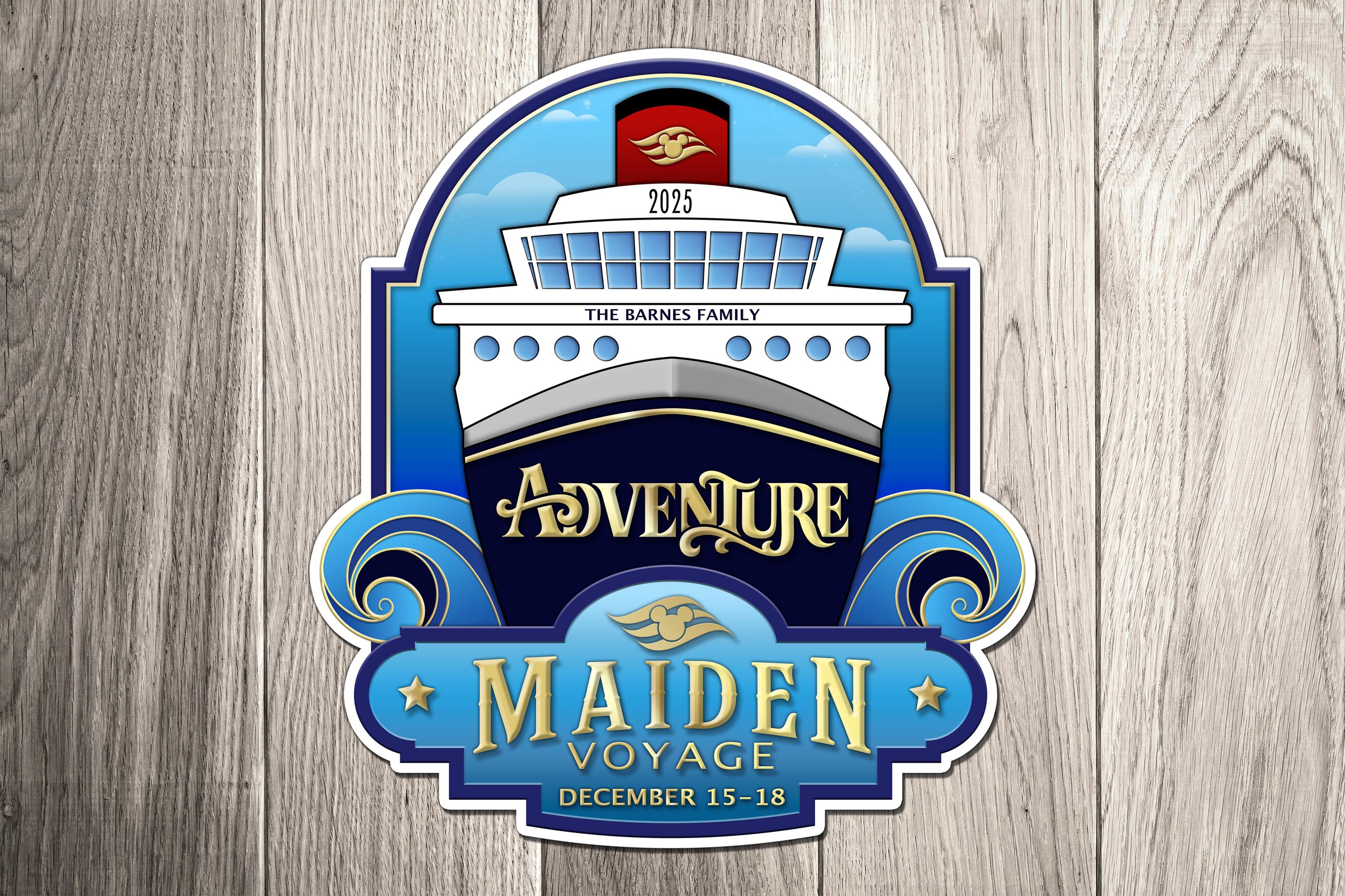 ディズニークルーズ　アドベンチャー MAIDEN VOYAGE ネームタグ Disney Adventure Maiden Voyage Family Magnet - Personalized Family