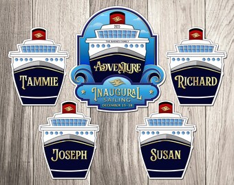 Disney Adventure Inaugural Sailing Family Bundle Set -  Personalized Family Cruise Ship Family Magnet Set - Disney Adventure Inaugural